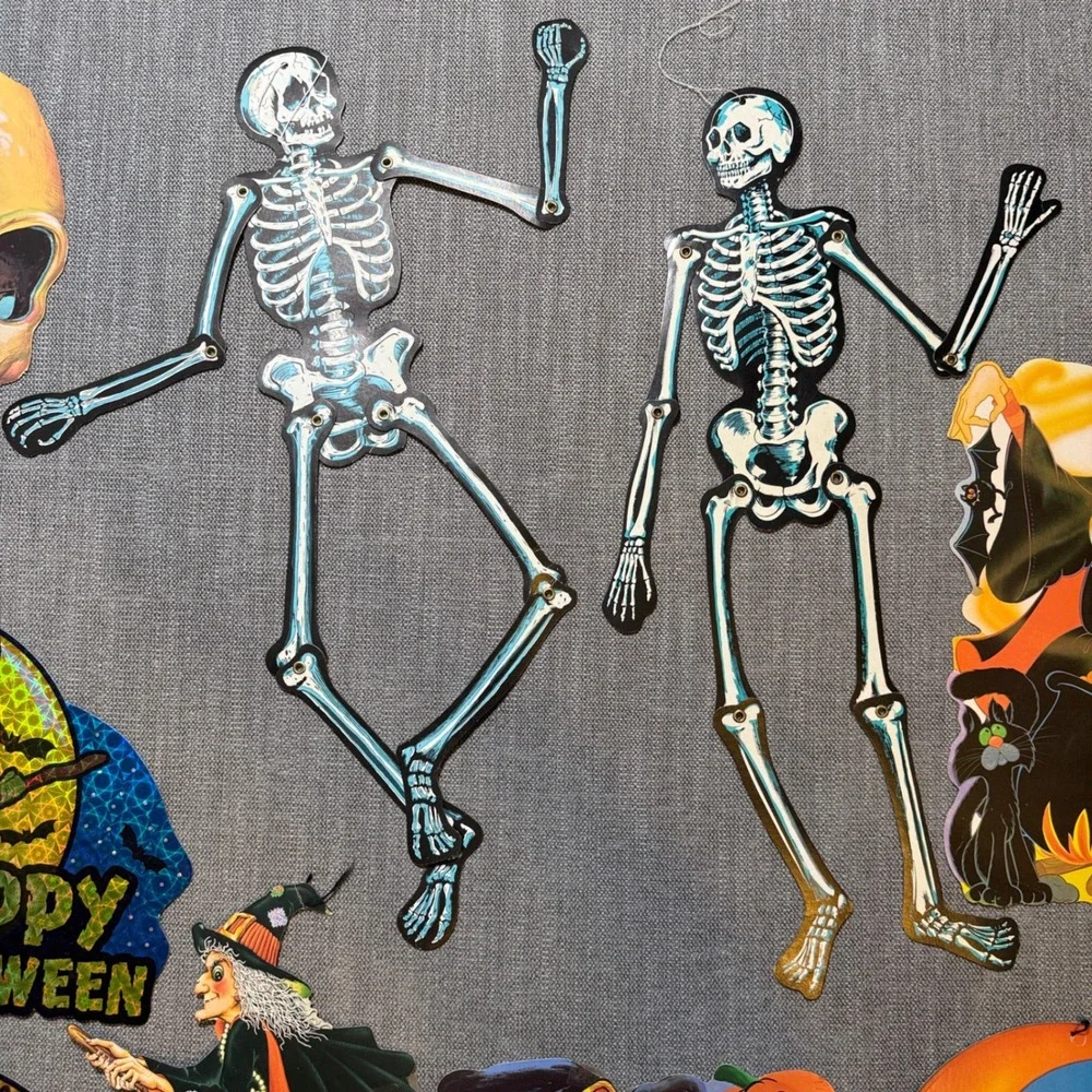 Vintage Halloween Paper Cutouts Bundle Witches Skeletons‎ Black Cat 9pc